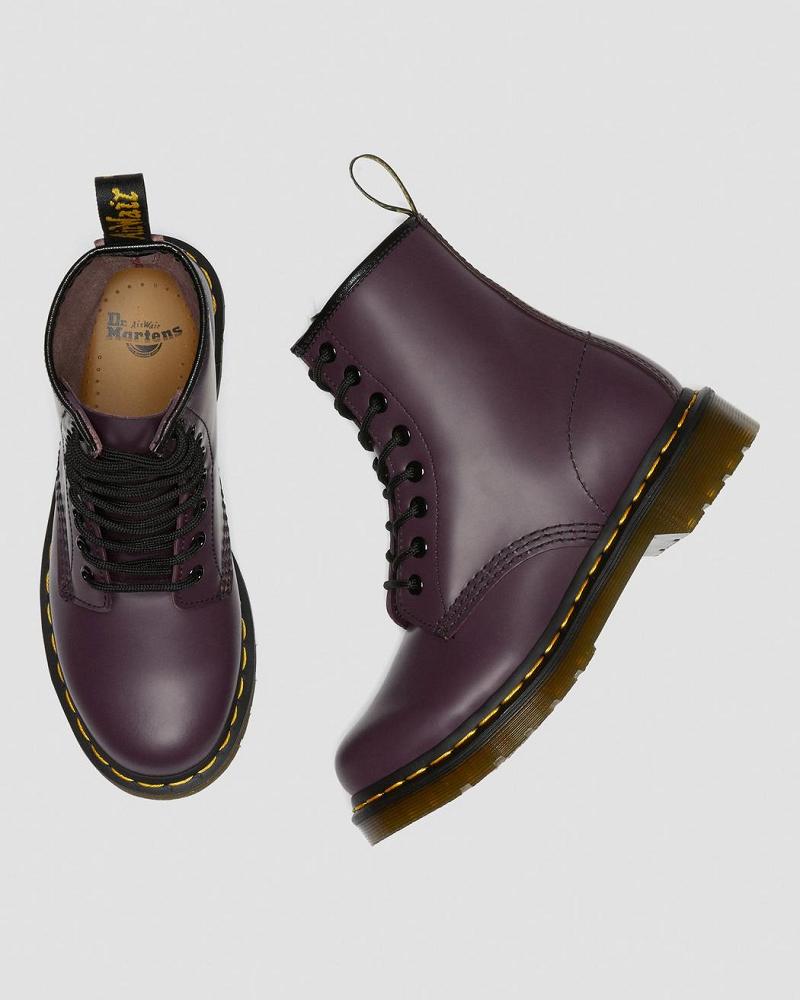 Women's Dr Martens 1460 Smooth Leather Lace Up Boots Purple | AU 204JPQ